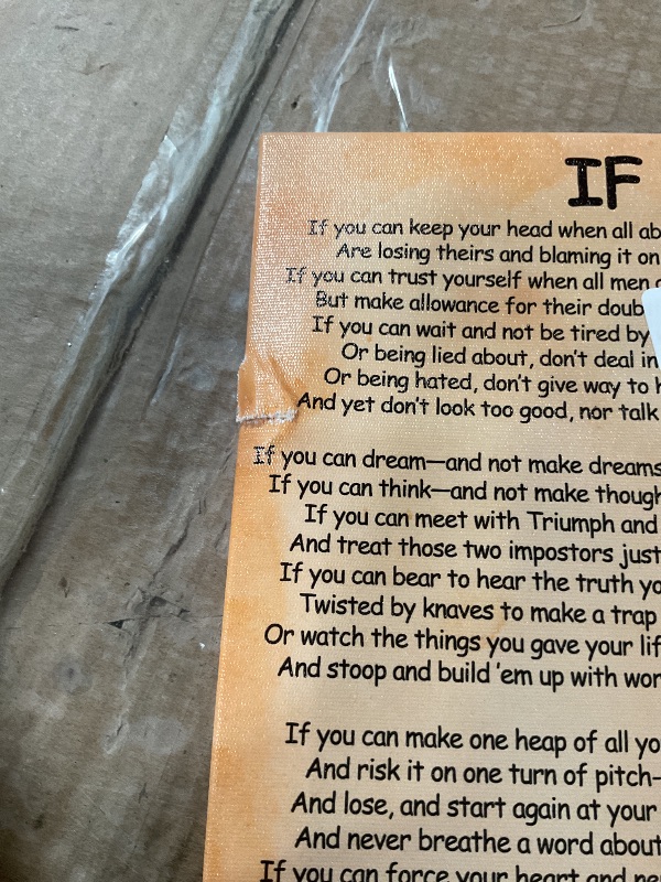 Photo 1 of * minor rip on the side *
If Kipling Poem Wall Art Rudyard Kipling Inspirational Poster Canvas Wall Art For Home Office Decor Framed 8 * 12 inch