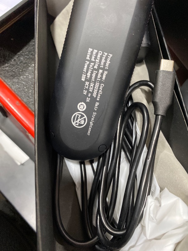 Photo 1 of ** FOR PARTS ONLY **powers doesn’t heat** 
CHRISTINE SHELLY Hair Straightener Brush, Portable Cordless Mini Straightening Brush for Travel, Negative Ion Hot Comb Hair Straightener with 9 Temps for Women, Anti-Scald Ceramic, Fast Charge