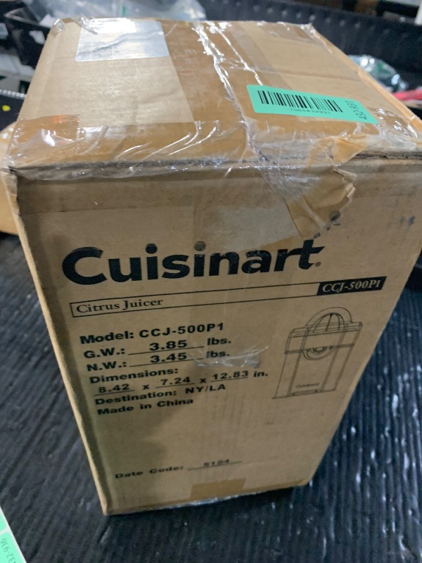 Photo 1 of ***MISSING PARTS***
Cuisinart Pulp Control Citrus Juicer, Orange Juicer Squeezer and Lemon Squeezer with 3 Pulp Control Settings, Accommodates Small Limes and Large Grapefruits, CCJ-500P1, Black/Stainless Steel