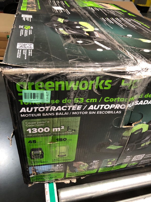 View 3 of **************MISSING BOTH BATTERIES****************
Greenworks 40V 21" Brushless Cordless (Self-Propelled) Lawn Mower (75+ Compatible Tools), 5.0Ah Battery and Charger Included