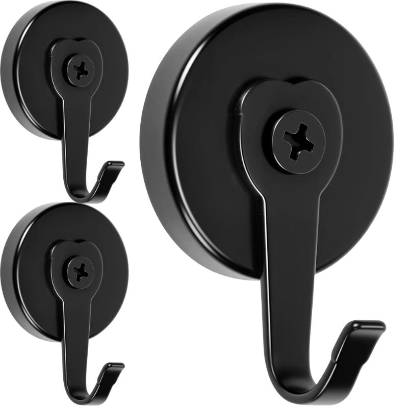 Photo 1 of ***STOCK PHOTO FOR REFERENCE ONLY***
RYLZK Magnetic Wreath Hanger,170 lb Heavy Duty Magnet Hook,Steel-Tube Base,No-Drill Door Wreath Hanger for Metal Doors/Walls, Cruise Cabin Door Hook,Black,3 Pack