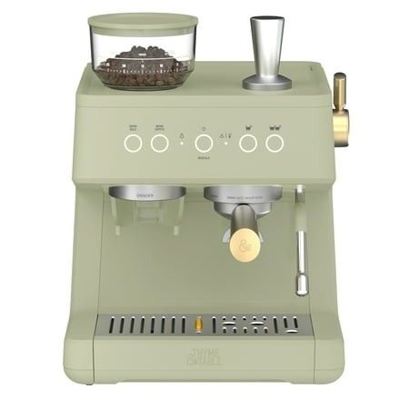 Photo 1 of ***missing hardware heavy use***Thyme & Table Barista Grade Espresso Machine with 15-Bar Pressure Conical Burr Grinder and Steam Wand Eucalyptus Green