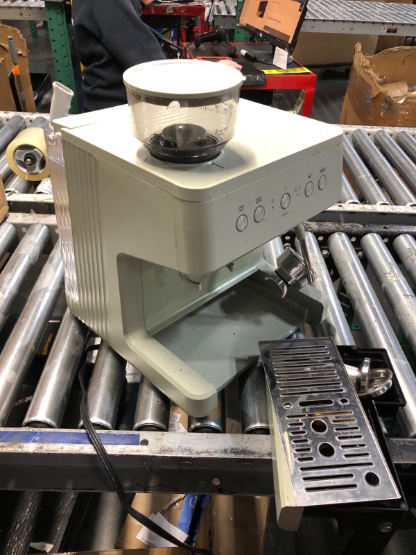 Photo 1 of ***missing hardware heavy use***Thyme & Table Barista Grade Espresso Machine with 15-Bar Pressure Conical Burr Grinder and Steam Wand Eucalyptus Green