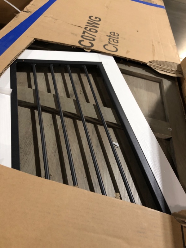 View 3 of ***MISSING HARDWARE & UNKNOWN PARTS**** 
Yafylly 60.6"? Double Dog Crate Furniture, Heavy Duty Dog Kennel with Divider, Durable Dogs Crate as TV Stand with Sliding Door, XXL Wooden Dog Kennel for 2 Dogs (White