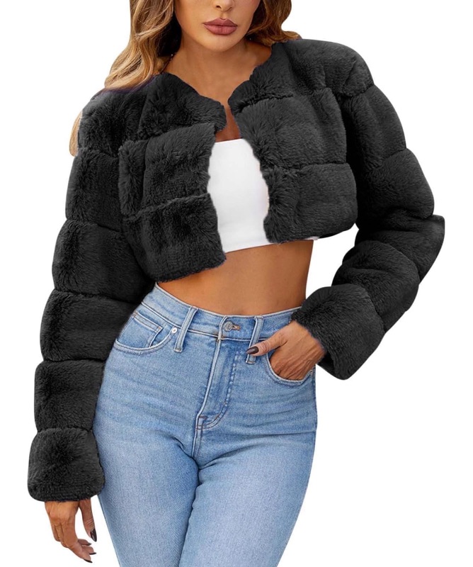 Photo 1 of ***STOCK PHOTO FOR REFERENCE ONLY***
Cropped faux fur Jacket 1065455835
Long Sleeve Bubble Coats Winter Warm Puffy Outerwear(Black-S)