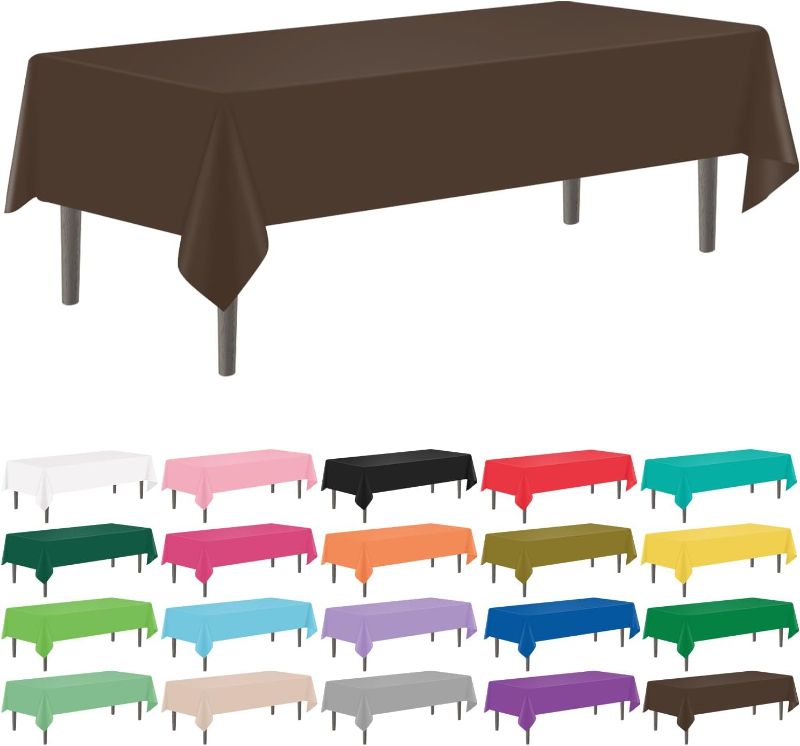 Photo 1 of  54 x 108 Inch Disposable Plastic Tablecloths Rectangular Table Cloth Plastic Table Cover for Parties