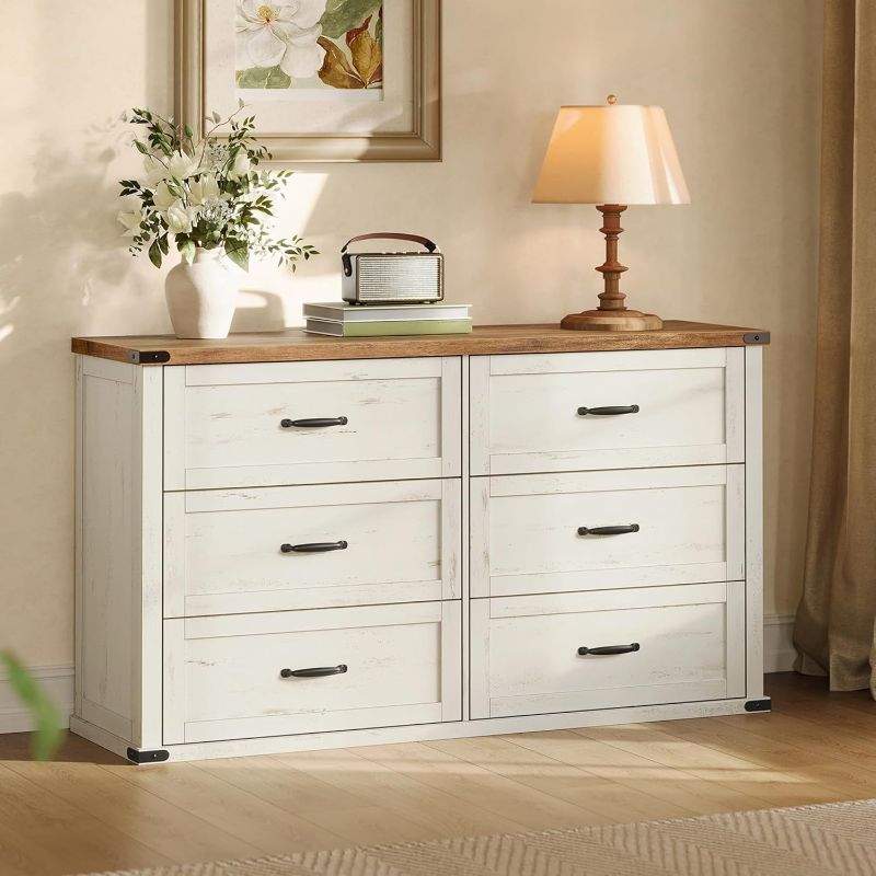 Photo 1 of *************FOR PARTS ONLY- missing parts and doesn’t have instructions***********
VASAGLE LIRY Collection - 6-Drawer Dresser for Bedroom, 54-Inch Wide Modern Farmhouse Chest of Drawers with Metal Handles, TV Stand, for Living Room, Entryway, Anti-Tippin