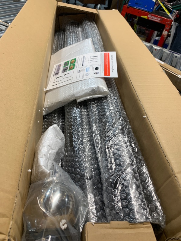 Photo 1 of ***FACTORY SEALED***BeoYjVon 16Ft Tall Street Light Pole - Outdoor Metal Split Heavy Duty Street Lamp Post for Outside Large Solar Street Lights with Mounting Rebar Cage Base Accessory for Parking Backyard Patio Yard