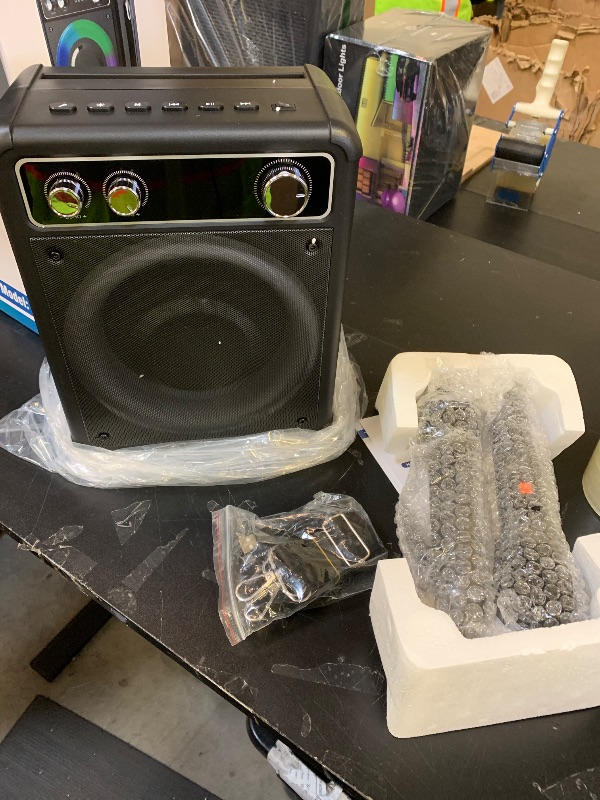 Photo 1 of VOSOCO Karaoke Machine, Portable Bluetooth Karaoke Speaker with 2 Wireless Microphones, PA System for Adults Kids with LED Lights & Echo Adjustment, Supports TWS/TF/USB/AUX for Home Party