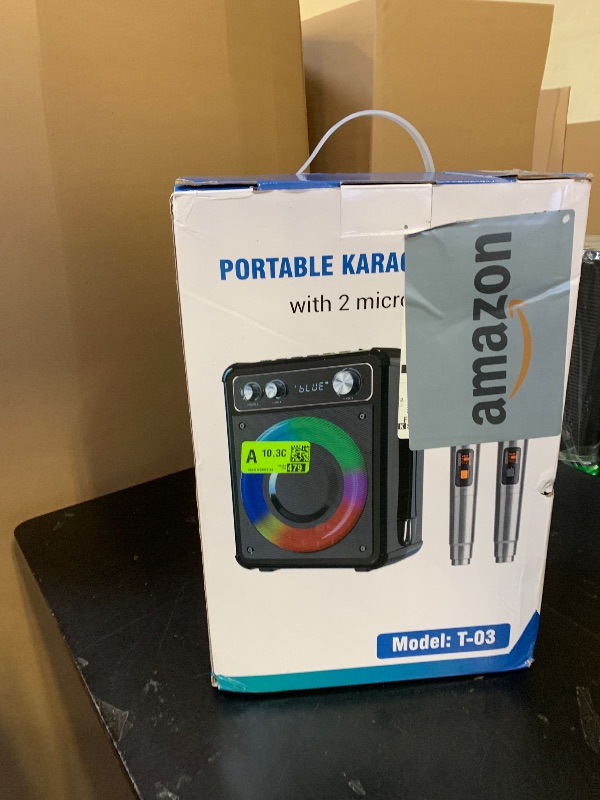 Photo 1 of VOSOCO Karaoke Machine, Portable Bluetooth Karaoke Speaker with 2 Wireless Microphones, PA System for Adults Kids with LED Lights & Echo Adjustment, Supports TWS/TF/USB/AUX for Home Party