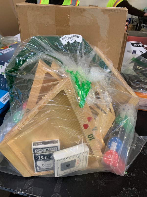 Photo 1 of 27.5IN Large Detachable Michigan Rummy Deluxe Board Game Set,Wooden Game Board+2 Decks of Poker+2 Boxes of Playing Chips,Perfect Blend of Rummy&Poker,Best Gift for Family Game Night.