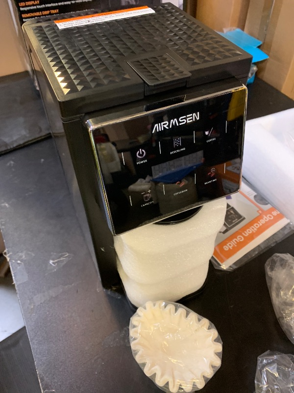 Photo 1 of AIRMSEN Grind & Brew Coffee Maker with Grinder - Single Serve Machine Compatible with K-Cup Pods & Ground, 1000W Fast 6-14oz Brewer, Descaling Alert, Touchscreen & 50oz Removable Tank