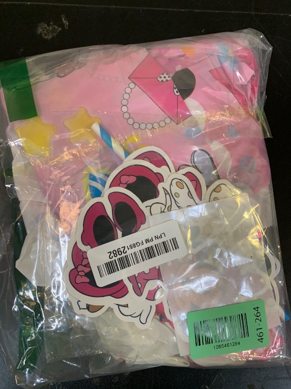 Photo 1 of Pink Mouse Birthday Party Decorations Party Balloons, Pink Mouse Party Supplies Include Banner, Hanging Swirls, Foil Balloons, Cake Toppers, Cupcake Toppers, Tablecloth