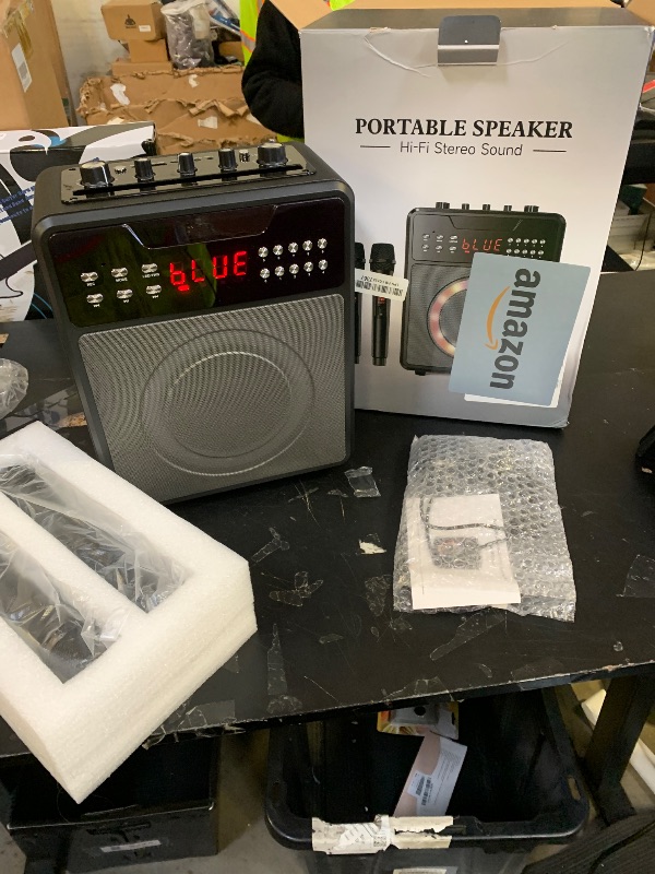 Photo 1 of Karaoke Machine for Adults, Portable Bluetooth Speaker with 2 Wireless Microphones and Lights Show, Karaoke Speaker with Bass & Treble, Supports for TWS,USB,FM,REC,AUX in,TF Card for Party/Meeting