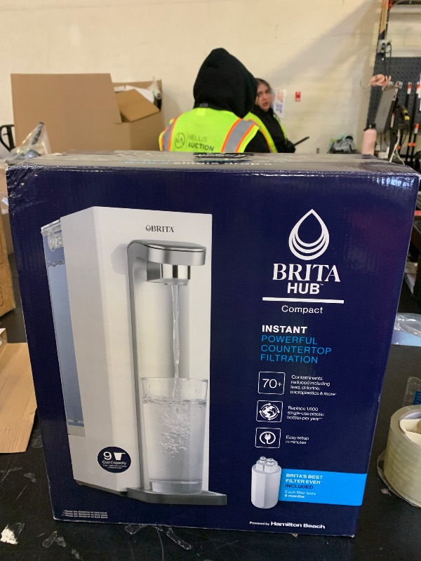 Photo 1 of Brita Hub Compact Instant Powerful Countertop Water Filter System, Reduces 70+ Contaminants, 9 Cup Water Reservoir, Includes 6 Month Carbon Block Filter, White, 87344