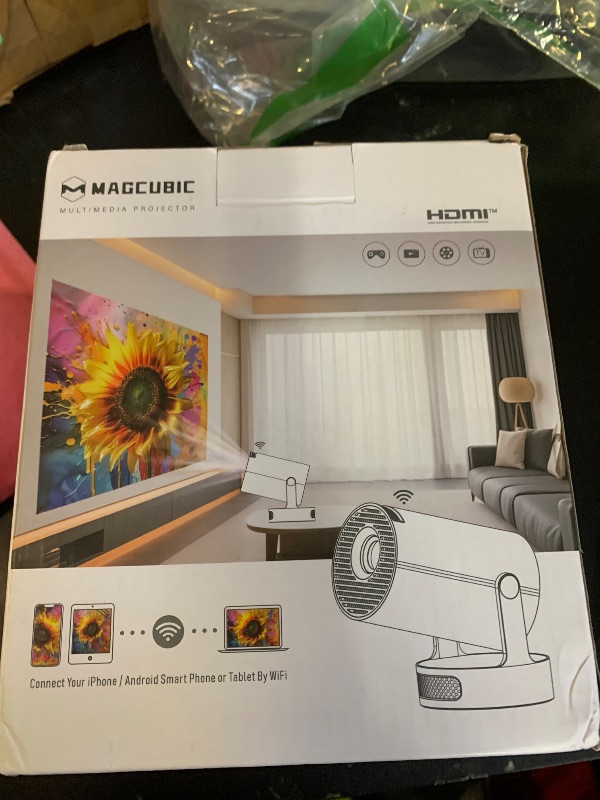 Photo 1 of Magcubic Mini Projector with WiFi 6 and Bluetooth 5.4, Portable Projector 4K Support, 5W Soundbase Speaker, Auto Vertical Keystone 180°Rotatable Smart Proyector for Movie Home Outdoor