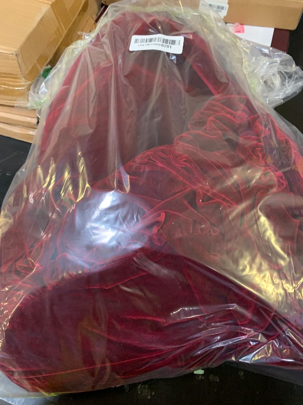 Photo 1 of Starry Dynamo 72-Inch Ruffled Velvet Christmas Tree Skirt with Foam Padding, Nylon Backing and Lace-Up Tie Closure, Burgundy