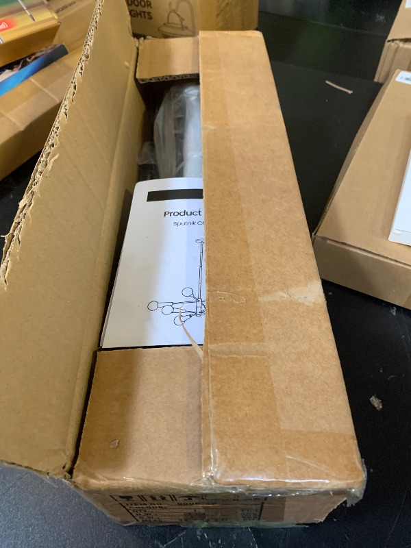 Photo 1 of KAISITE Modern Sputnik Chandelier - 8-Light Ceiling Light Fixture Height Adjustable Mid Century Plating Finished Black and Gold Chandelier for Bedroom Living Room Dining Room Kitchen Foyer