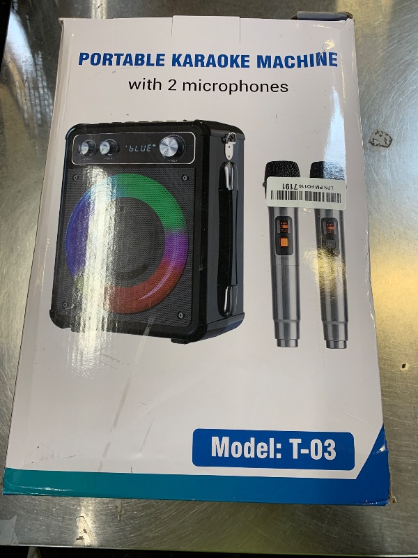 Photo 1 of VOSOCO Karaoke Machine, Portable Bluetooth Karaoke Speaker with 2 Wireless Microphones, PA System for Adults Kids with LED Lights & Echo Adjustment, Supports TWS/TF/USB/AUX for Home Party