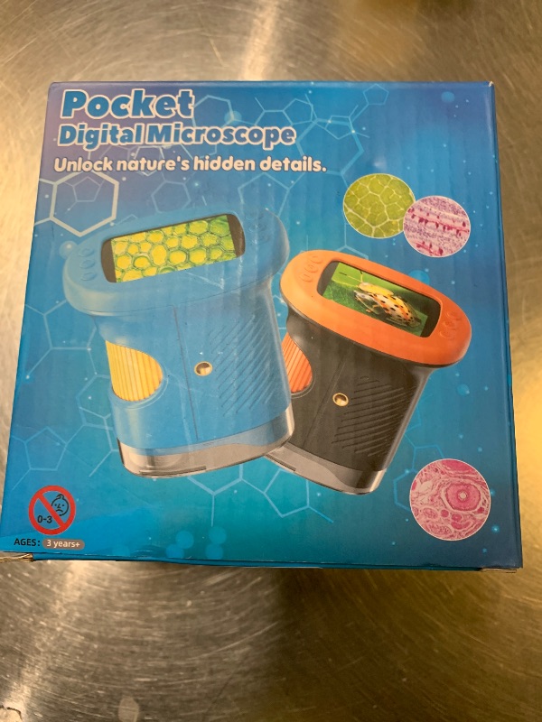 Photo 1 of 1000X Handheld Microscope for Kids, 4K 2.4" Screen Digital Kids Microscopes with 12 Slides, Portable Edu Toys Gifts for Age 3 4 5 6 7 8 9 10 11 12 Year Old Boys Girls Children Students(Blue)