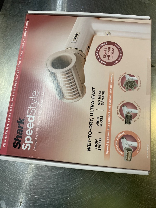 Photo 1 of Shark Hair Dryer SpeedStyle RapidGloss Finisher and High-Velocity, Ionic Hair Blow Dryer with IQ Speed Styling and Drying Suite, No Heat Damage, Best for Curly and Coily Hair, Silk, HD332
