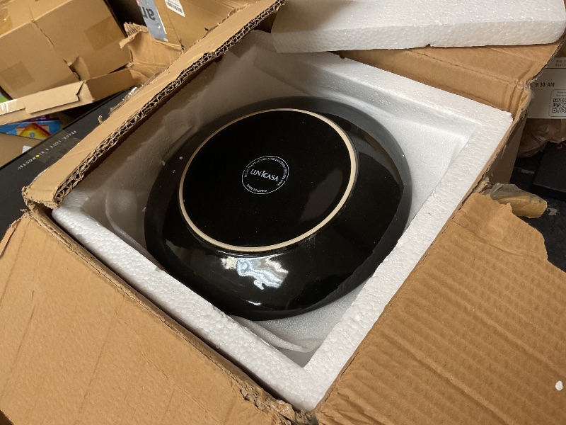 Photo 1 of PLATES ONLY ………Stone Lain Jules Modern Stoneware 4-Piece Round Black Dinnerware Set, Plates set, Dish Set for 4, Black