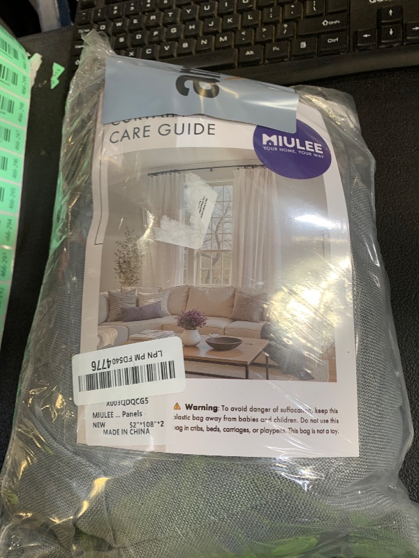 Photo 1 of MIULEE Grey Linen Curtains 108 Inches Long for Bedroom Living Room, Soft Thick Linen Textured Window Drapes Gray Semi Sheer Light Filtering Rod Pocket Back Tab Burlap Look Farmhouse Decor, 2 Panels