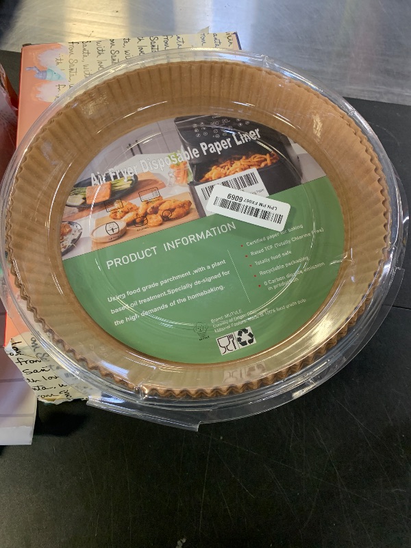 Photo 1 of 10 Inch Air Fryer Disposable Paper Liner Round, [ XXL Size] 100Pcs Parchment Paper Liners for 7QT Air Fryer, Non-stick, Food Grade Baking