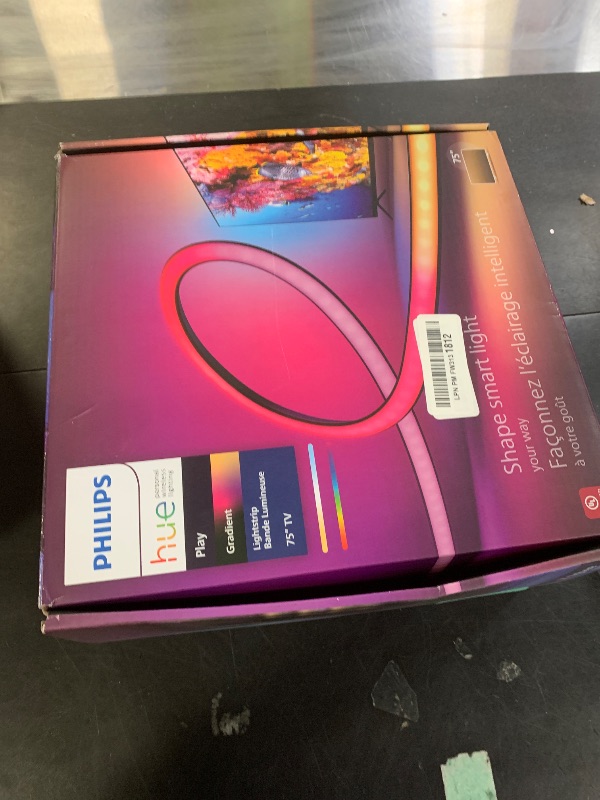 Photo 1 of Philips Hue 75" Smart Light Strip - White and Color Ambiance LED Color-Changing TV Backlight - Sync with Television, Music, Gaming - Requires Bridge and Sync Box