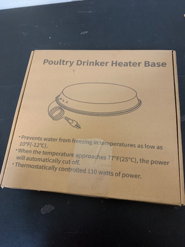 Photo 1 of Chicken Water Heater for Winter, 110W Heated Poultry Waterer Base with Thermostat, 11 Inch Poultry Winter Deicer Heated Base with 9.8ft Power Cord(Black)