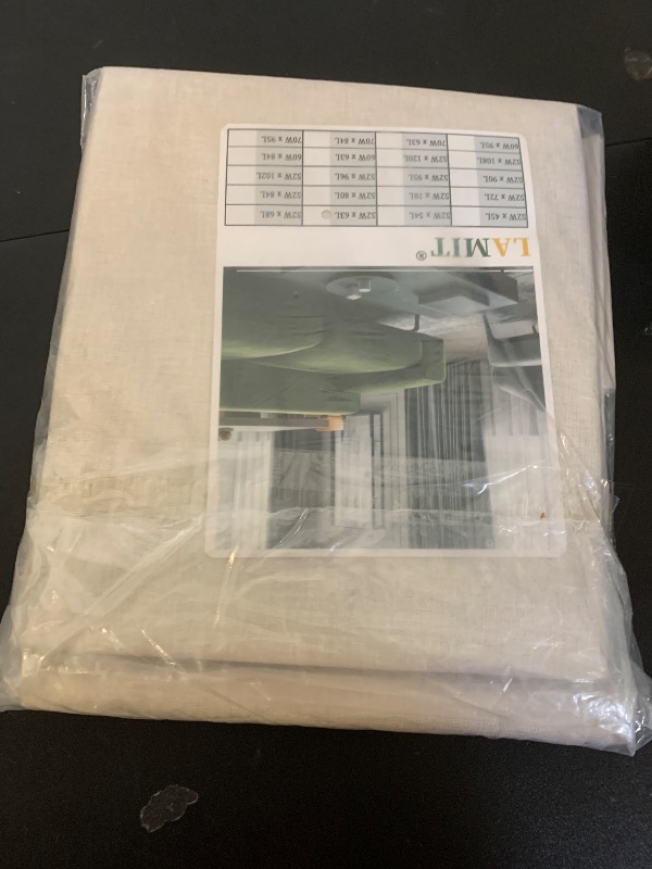 Photo 1 of LAMIT 100% Blackout Natural Linen Curtains, 63 Inches Linen Textured Thermal Bedroom Curtains Back Tab and Rod Pocket Neutral Panels with White Liner for Farmhouse, 2 Panels, 52 x 63 Inch, Ivory