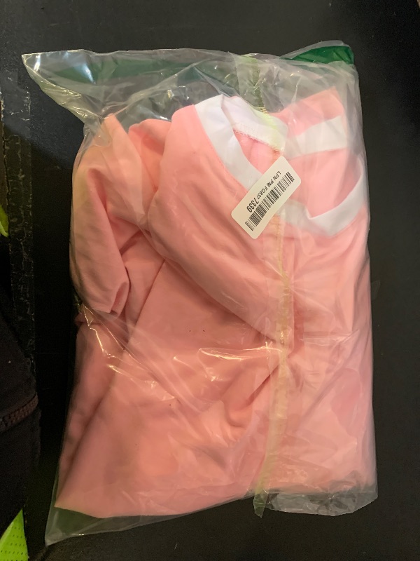 Photo 1 of Aloodor 2 Piece Outfits for Women Crewneck Workout Sweatsuit Sets Loose Fitting Tops Grey Pink M