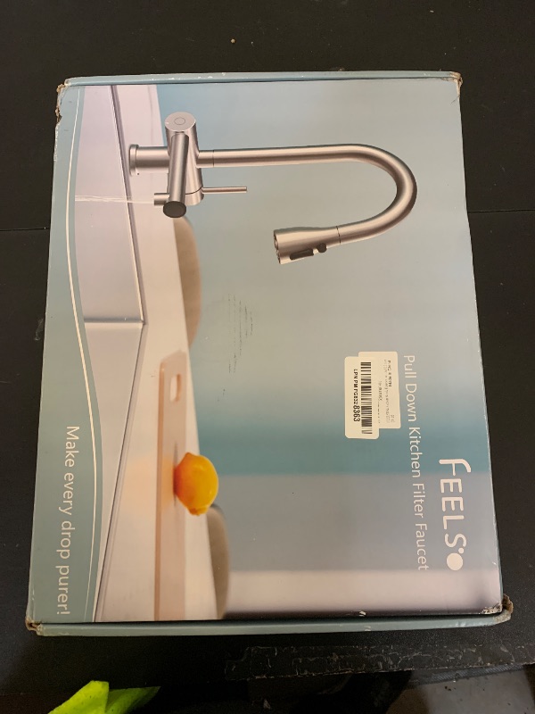 Photo 1 of FEELSO Kitchen Faucets with Filtered, Stainless Steel Filter Kitchen Faucet with Pull Down Sprayer Reduces Lead, Chlorine, Bad Taste & Odor,High Arc Kitchen Sink Faucet 1 or 3 Hole for Farmhouse