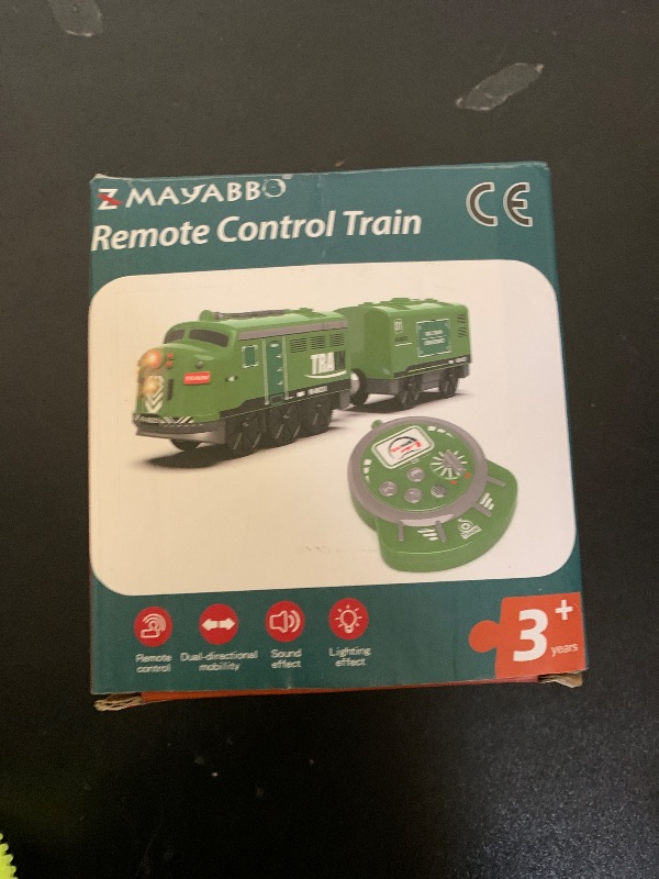 Photo 1 of Train Toy Remote Control Locomotive, Motorized Train Set for Wooden Track, Electric Trains with Sound & Lighting Effects Compatible with Thomas, Brio, Chuggington