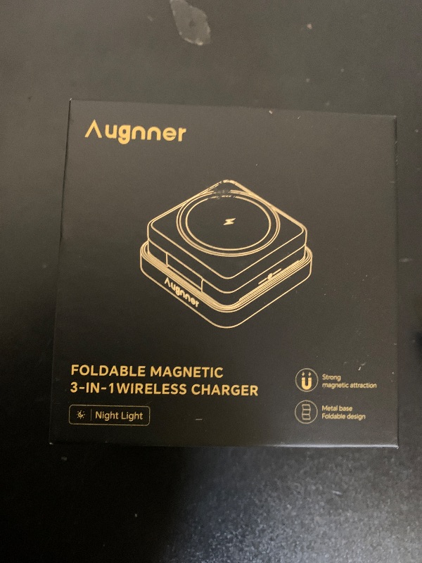 Photo 1 of ?2026 Upgraded?Wireless Charger 3 in 1, Foldable Wireless Charging Station with Night Light for Apple MagSafe Charger, Travel Magnetic Charger Stand, Nightstand Fast 15W Charging Station (20W Adapter)