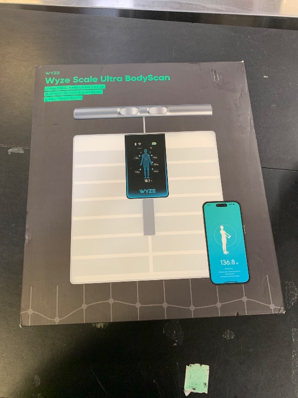 Photo 1 of Wyze Scale Ultra BodyScan Smart Scale with Handle – Wi-Fi & Bluetooth Body Composition Scale for Weight, BMI, Body Fat, Muscle Mass, and Segmental Measurement, White