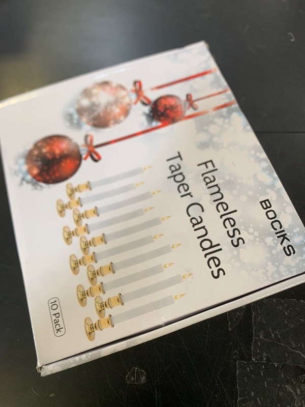 Photo 1 of Bociks Flameless Taper Candles with Remote Timer-LED Battery Operated Flickering Window Candle Lights with Removable Gold Candle Holders Best Gift for Xmas Wedding Home Dinner Decor Set of 10