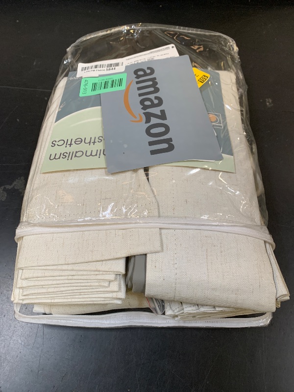 Photo 1 of 100% Light Blocking Pinch Pleat Linen Curtains 84 Inch Length 2 Panels Set Thermal Insulated Black Out Natural Linen Pleated Drapes for Bedroom Dining Living Room Neutral Cream Blackout Curtains 7FT