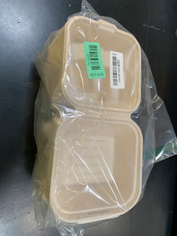 Photo 1 of [50 COUNT]Harvest Pack 6 X 6" Compostable Clamshell Take Out Food Containers, PFAS FREE Square To go Containers with Lids, Heavy-Duty Disposable Bagasse Bento Cake Box, Eco-Friendly Sugarcane Fibers
