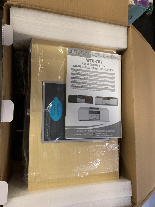 Photo 1 of Bluetooth Stereo System for Home with CD Player, Vintage Wooden Hi-Fi Music System with Bluetooth, FM Radio, AUX & USB Input, Remote Control, Compact Radio & Stereo