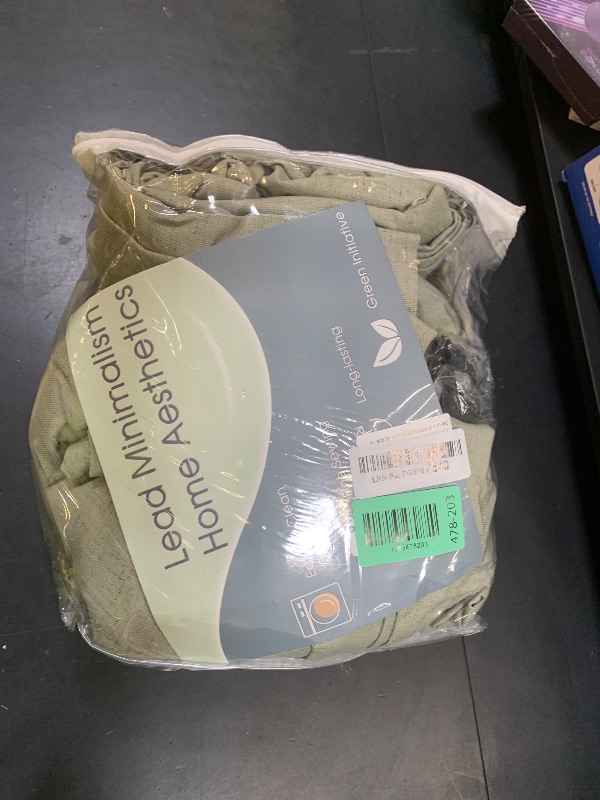 Photo 1 of 100% Blackout Pinch Pleat Linen Curtains 108 Inch Length Pleated Curtain Panels Thermal Insulated Privacy Protection Ceiling to Floor Linen Blended Drapes for Bedroom Living Room 9 FT Sage Green