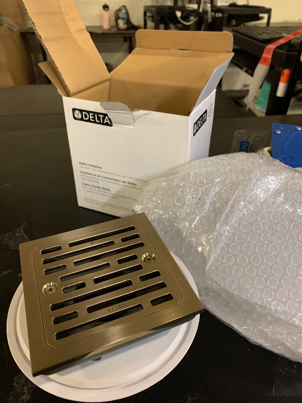 Photo 1 of Delta Faucet 4 Inch Tile-In Square Shower Floor Drain Gold, Shower Drain Kit, Square Shower Drain, Chrome Shower Drain, Shower Floor Drain, Champagne Gold DT062412-CZ