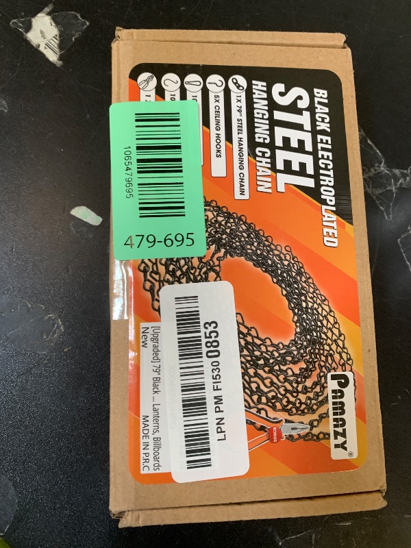 Photo 1 of [Upgraded] 79” Black Electroplated Steel Hanging Chain with S-Hooks, Snap Hooks, Ceiling Hooks & Pliers, 33LBS Load Capacity, Adjustable Length for Hanging Bird Feeders, Planters, Lanterns, Billboards