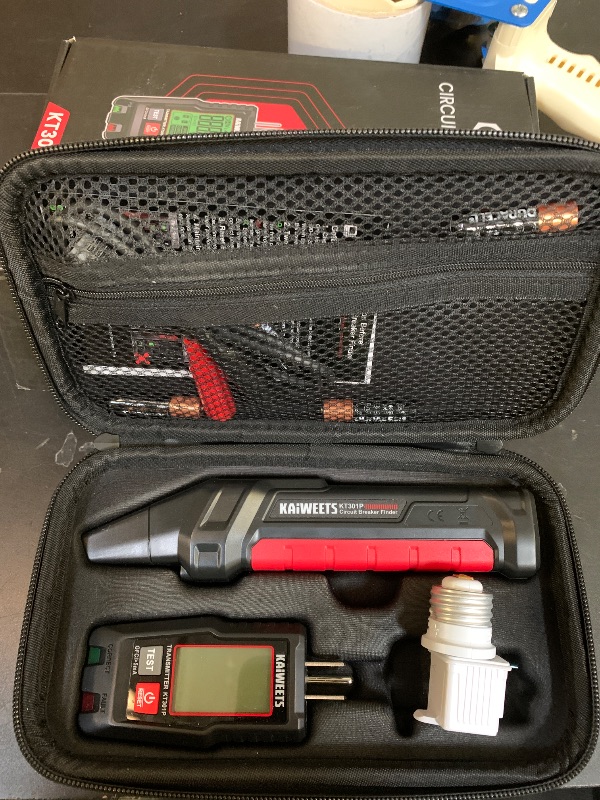 Photo 1 of KAIWEETS Circuit Breaker Finder with LCD Display, GFCI Outlet Tester, Electrical Circuit Tracer Tool with NCV Test & Flashlight, Includes Carrying Case and Adapters- KT301P