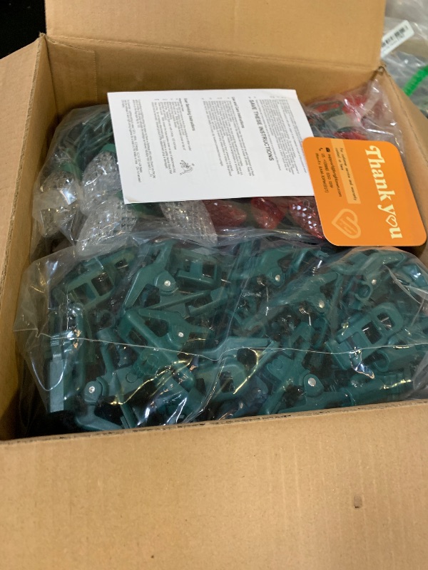 Photo 1 of C9 LED Christmas Lights Outdoor, 68 Ft 100 LED Strawberry String Lights With 100 Spring Clamps, Waterproof Commercial Grade Extendable for Outside Roofline Patio Home Xmas Decoration, Red & Warm White