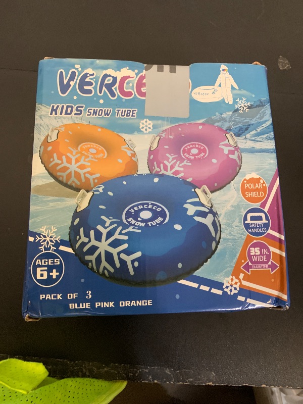 Photo 1 of 1/3 Packs Snow Tube Inflatable Sleds for Kids Snow Tubes for Sledding Heavy Duty 36'' Snow Sleds for Kids and Adult with Handles Outdoor Snow Toys Set for Boys Girl 3PCs-Mix