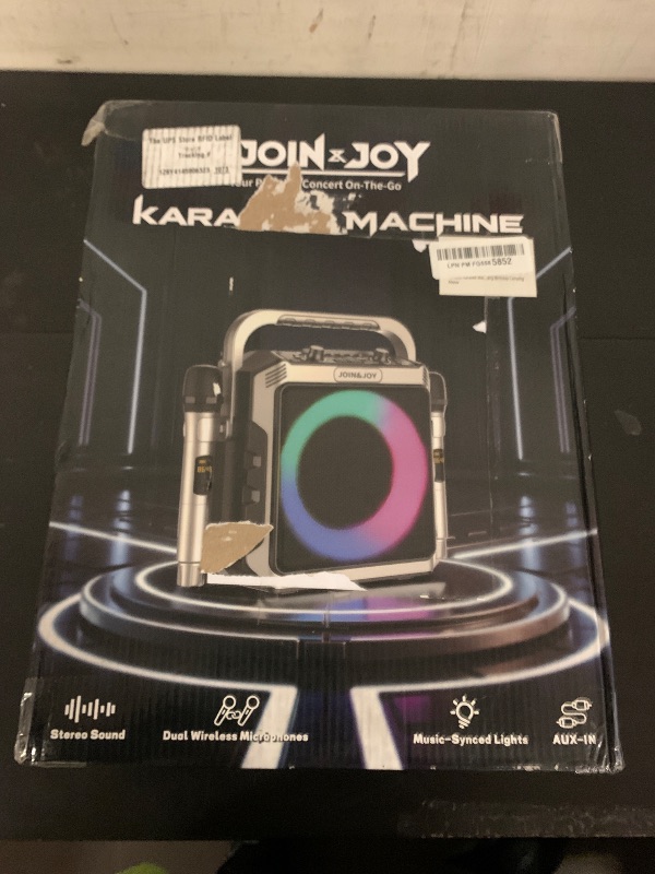Photo 1 of Portable Karaoke Machine, with Wireless Microphones, Bluetooth Party Speaker with LED Lights, Loud Subwoofer, USB/AUX, Outdoor Karaoke Speaker for Adults & Kids, Home & Party