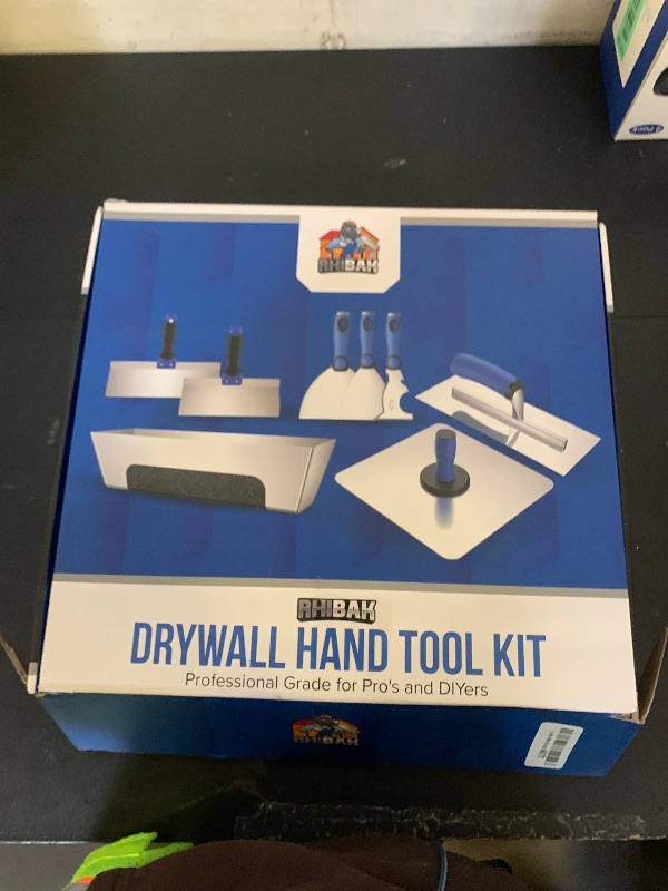 Photo 1 of Rhibak Drywall Hand Tools Kit, Putty Knife Set with Aluminum Hawk, Mud Pan, Flat Finishing Trowel, Multi-Fuctional Paniter Scraper