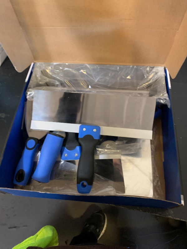 Photo 1 of Rhibak Drywall Hand Tools Kit, Putty Knife Set with Aluminum Hawk, Mud Pan, Flat Finishing Trowel, Multi-Fuctional Paniter Scraper