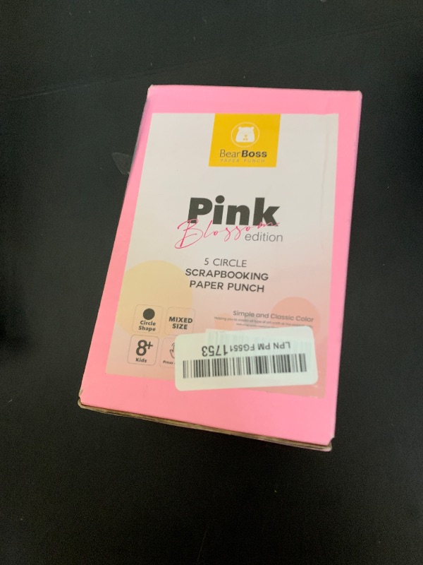 Photo 1 of BearBoss 5 Pcs Craft Hole Punch, Handmade Scrapbook Paper Puncher, Different Size of Scrapbooking Punches Crafting Designs for Office Supplies, Card Making, DIY Albums Photos, Pink Color (Circle)